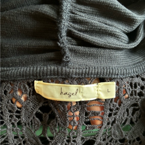 ANTHROPOLOGIE HAZEL CARDIGAN Lace Waterfall Front Long Sleeved Blue Striped sz L - Picture 5 of 5